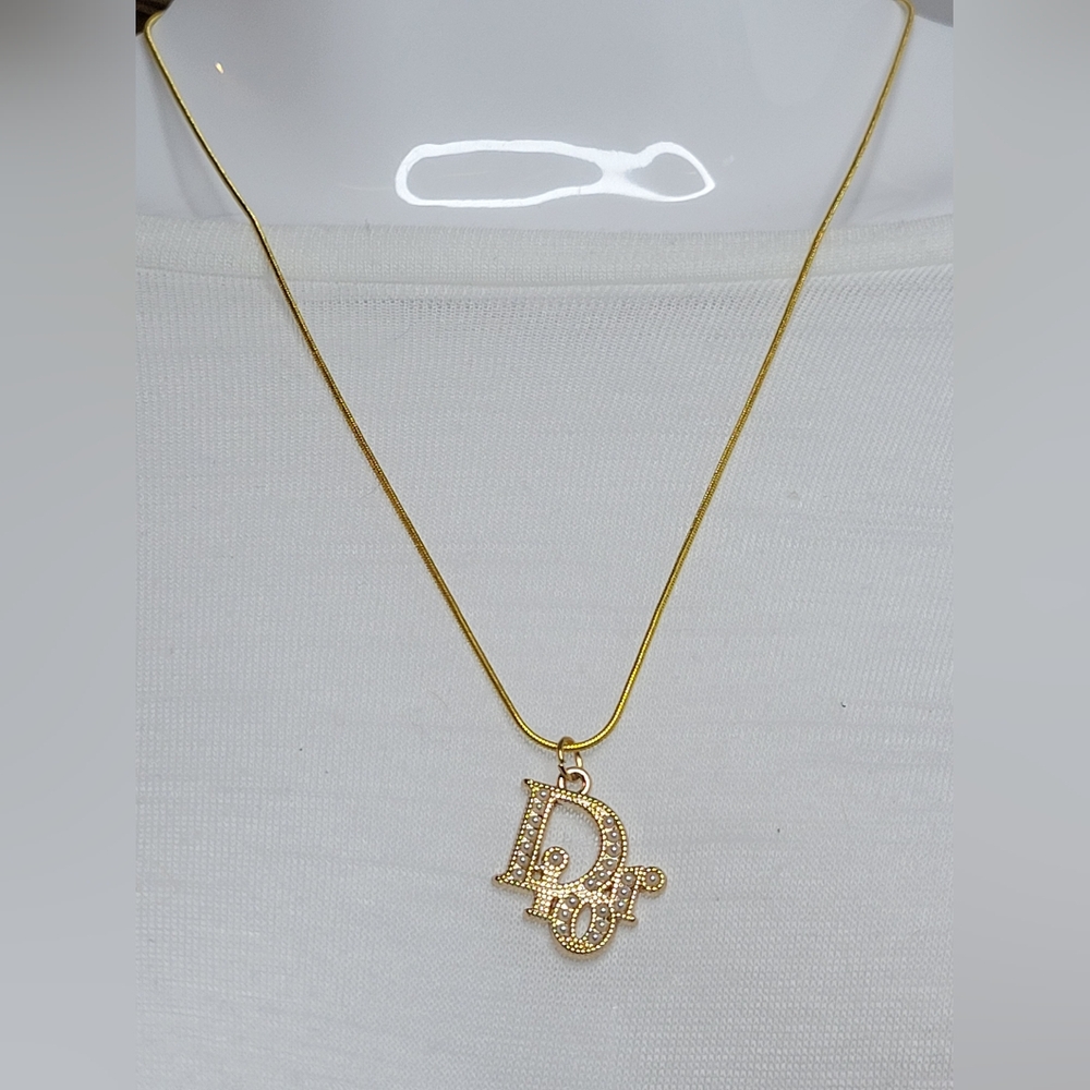 Dior Pearl Gold Zip Pull, Pendant, 18" Gold Plated Chain, Necklace, Box & Bow - Picture 4 of 4